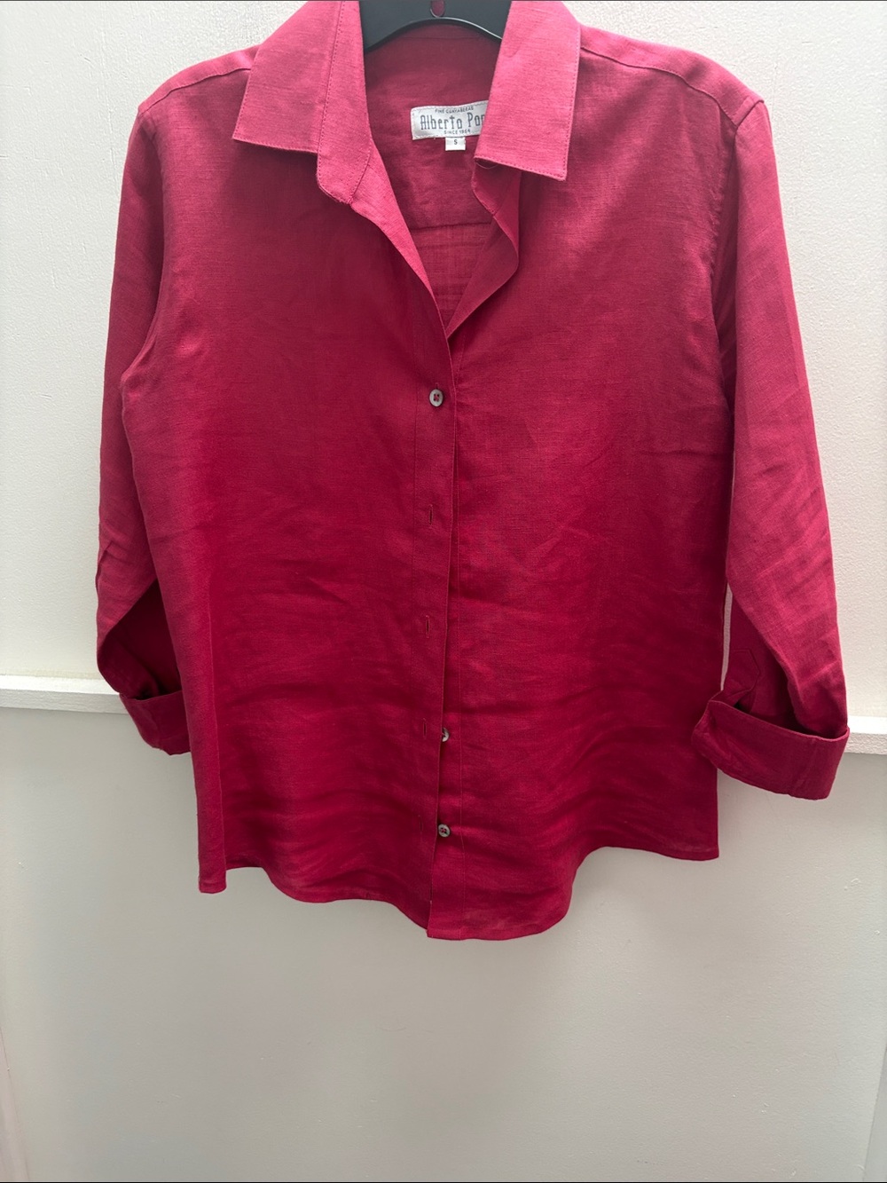 Alberto Ponza Classic Button-Up Linen Shirt - Deep Berry Red